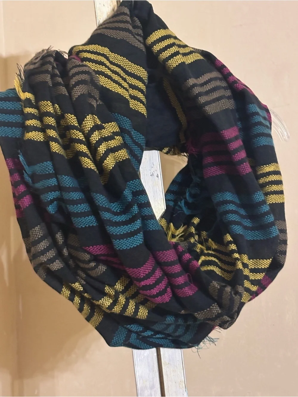 Target Multicolor Striped Scarf - Black, Teal, Magenta & Yellow